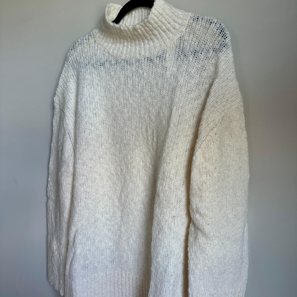 Vince Sweater Womens Large Cream Ivory‎ Turtleneck Wool Blend Ribbed Chunky NWT - Picture 3 of 10
